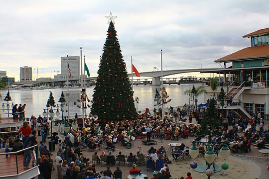 With its 56-foot tree and entertainment scheduled through Dec. 22, the Landing is the center of Downtown holiday activities.