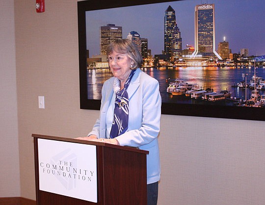 Photo by Joe Wilhelm Jr. - Delores Barr Weaver on Wednesday talks about the Delores Barr Weaver Fund, created by a $50 million gift to the The Community Foundation in Jacksonville. Weaver's gift creates the foundation's single largest fund.