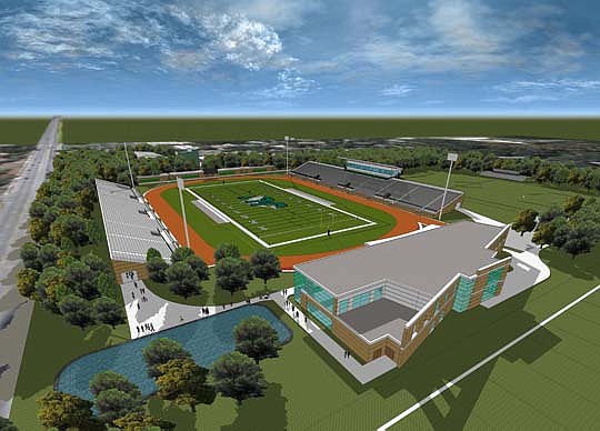 Rendering courtesy of Jacksonville University - As part of the $85 million ASPIRE campaign, Jacksonville University envisions a football and lacrosse stadium at its Arlington campus. The new football and lacrosse stadium also can accommodate outdoor t...