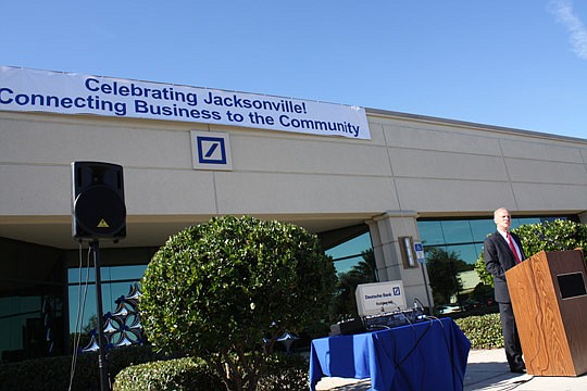 Photo by Joe Wilhelm Jr. - Mike Fleming, Deutsche Bank Jacksonville managing director, talked in December about the company's recent $10 million capital improvement expansion at its Southside campus. Deutsche Bank filed plans to renovate space in one ...