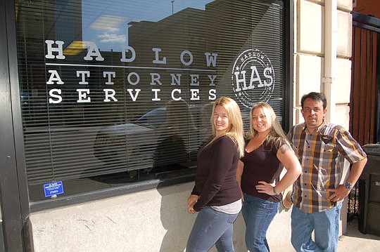 Photo by Max Marbut - Courtney Kayser, Hadlow Attorney Services office director; Prie Grady, customer relations specialist;