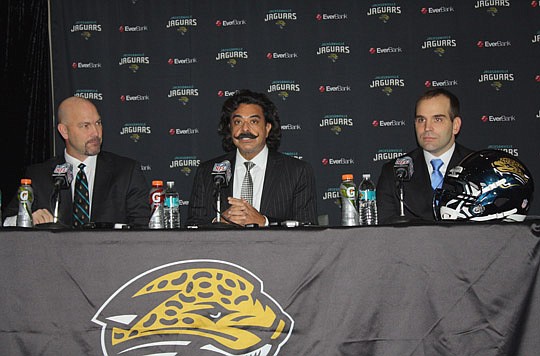 Photos by Joe Wilhelm Jr. - Bradley with Jaguars owner Shad Khan and new General Manager David Caldwell.