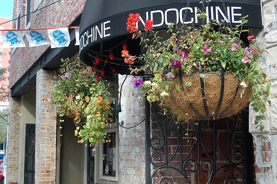 Photo by Max Marbut - These flower baskets are along East Adams Street near Indochine and Burrito Gallery.