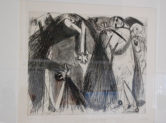 Photo by Laura Jane Pittman - A black-and-white signed lithograph of an etching by Jean Messagier. "These European artists were to Europe what Jackson Pollock and Jasper Johns were to America," says Cavendish.