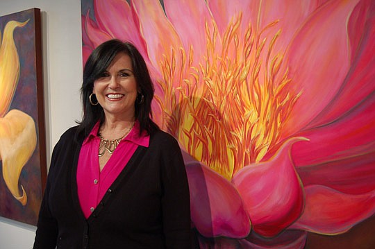 Photo by Max Marbut - Painter Pam Zambetti opened her new exhibition, "Full Blooms," at Southlight Gallery during First Wednesday Art Walk. The gallery is on the second floor of the Dyal-Upchurch Building at 6 E. Bay St. and is open to the public 11 a...