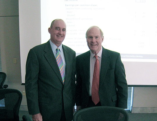 File photo by Mark Basch - Patriot Transportation Holding Inc. President and CEO Tom Baker and Executive Chairman John Baker.