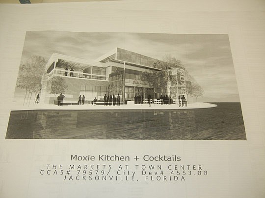 Photo by Karen Brune Mathis - Plans filed with the City show the proposed Moxie Kitchen + Cocktails restaurant at the Markets at Town Center near St. Johns Town Center.