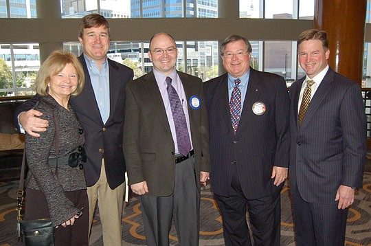 Photo by Max Marbut - Becky Grimes, Ken Grimes, Michael O'Leary, club past President Tommy Grimes and Thomas Grimes Jr.