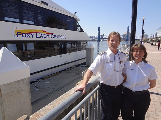 Photo by David Chapman - Capt. John "Mitch" and Carolyn Michkowski, owners of Foxy Lady Cruises, say their new Jacksonville service will be their second. They also run a river cruise in Green Bay, Wis.