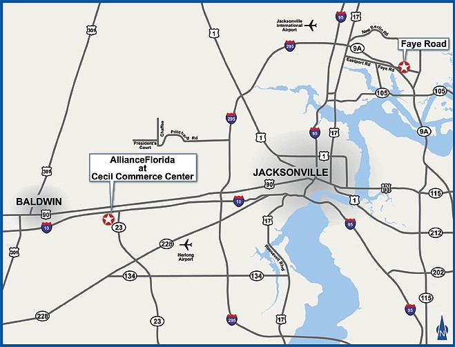 This AllianceFlorida map has been altered to show site of proposed project.