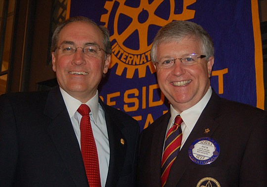 From left, National Eagle Scout Association President Glenn Adams and Jack Sears, North Florida Council Boy Scouts of America Scout executive.
