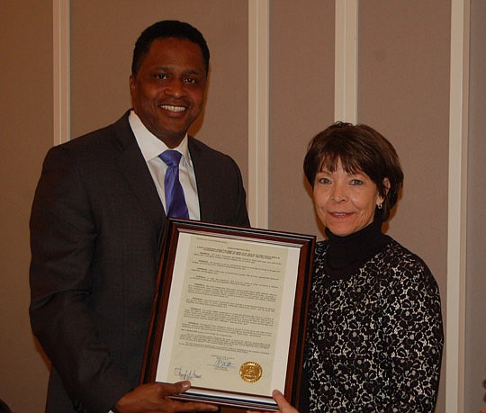 City Council member Reginald Brown presented a resolution declaring April 21-27 "Victims' Rights Week in Jacksonville" to Valerie Stanley, chair of the Mayor's Victim Assistance Advisory Council. Brown made the presentation Tuesday at the 29th Annual ...