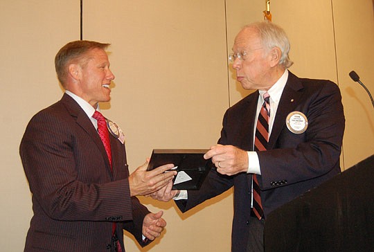 Photos by Max Marbut - St. Vincent's HealthCare CEO Moody Chisholm and Steve Bacalis, past president of the Rotary Club of Jacksonville.