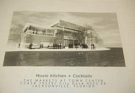 A rendering of the Moxie Kitchen &amp; Cocktails from building plans.