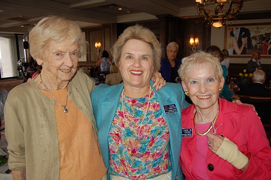 Photos by Max Marbut - From left, Ethel McDonald-Barnes, Susan Hamilton and Diane Young are founding members of the Uptown Civitan Club, which celebrated its 30th anniversary Tuesday at The University Club.