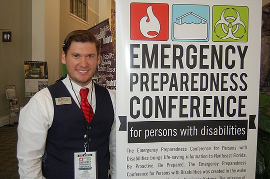 Photos by Max Marbut - Independent Living Resource Center of Northeast Florida Director of Marketing and Development Tyler Morris at the 7th annual Emergency Preparedness Conference for Persons with Disabilities.