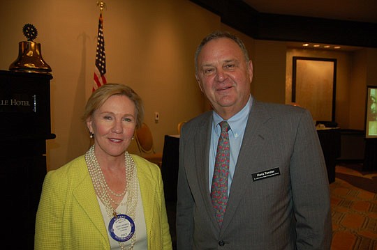 Photos by Max Marbut - Rotary Club of Jacksonville member Ginny Myrick and Hans G. Tanzler III, executive director of the St. Johns River Water Management District.