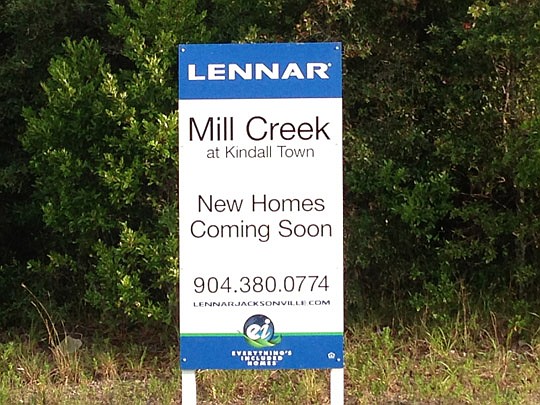 Lennar posted signs at its Arlington area property.