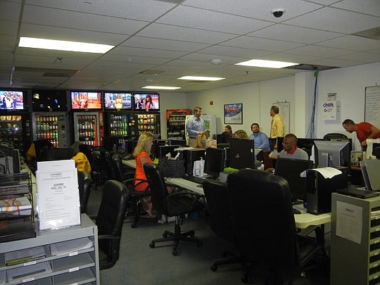 Action News reporters and anchors are working out of a breakroom area while the newsroom has been vacated for renovations.