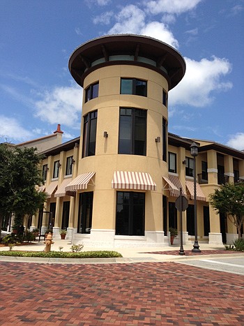 EverBank proposes to move its Southside retail lending office from Deerwood Park to Tapestry Park in a highly visible location. The rounded area is shown on construction plans as conference space.