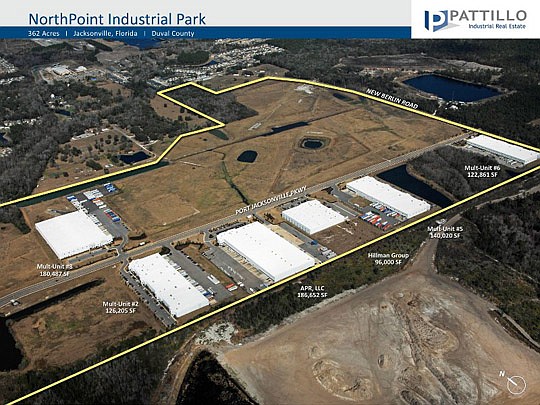 The owner of the NorthPoint Industrial Park property in North Jacksonville wants to open 74 acres for development along New Berlin Road, which is in the upper right of the image above.