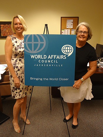 Photos by Max Marbut - From left, Trina Medarev, World Affairs Council of Jacksonville executive director, and Sandra Cook, council board of directors chair, in the council's new Downtown offices on the second floor of WJCT Studios. Medarev performs t...