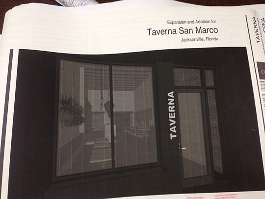 A rendering of Taverna's exterior.