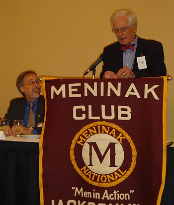 Photo by David Chapman - City Council President Bill Gulliford spoke Monday to the Meninak Club of Jacksonville, discussing the city budget and pension reform. Immediate past council President Bill Bishop, a member of the organization, introduced Gull...