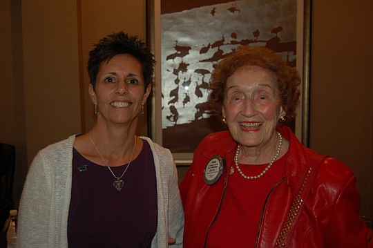 Photos by Max Marbut - From left, Christine Sapienza, associate dean of the Jacksonville University College of Health Sciences, and JU Chancellor Emeritus Frances B. Kinne.