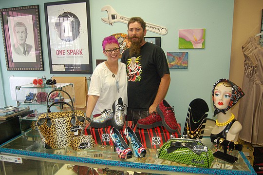 Cindy Platt and Justin Hammack, owners of Grease Rag Clothing Co. at 40 W. Monroe St.