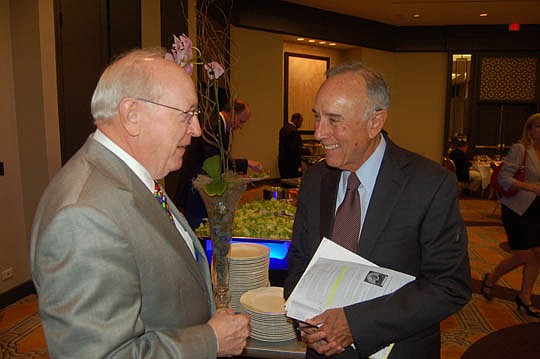 From left, Rotary Club of Jacksonville President Bill Mason and Harry Shorstein, who was the club's guest speaker Monday at the Omni Downtown.