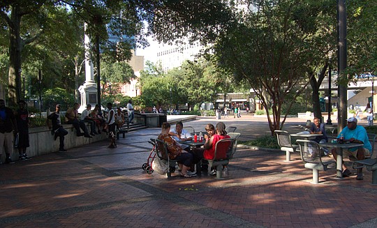 The request for proposals seeking a private operator for the park at City Hall's front door should soon be available to the public. The city has been busy in the park, trimming dead limbs from trees and planning increased maintenance of the fountains.