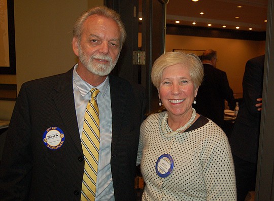 Doug Sebastian, co-founder of the Kindervision Foundation, and Biggs Knauer, member of the Rotary Club of Jacksonville who introduced Sebastian,  at the Omni Jacksonville.