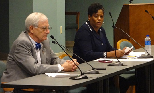 City Council President Bill Gulliford met with council member Kimberly Daniels on Tuesday to discuss legislation of a possible tenant for the former National Guard Armory building. Daniels' bill would lease the facility to the Sons of Confederate Vete...