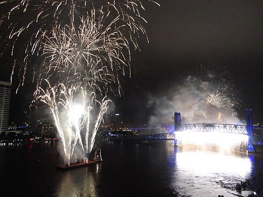 Fireworks light up the Downtown skies during the annual Jacksonville Light Boat Parade and Fireworks Spectacular.