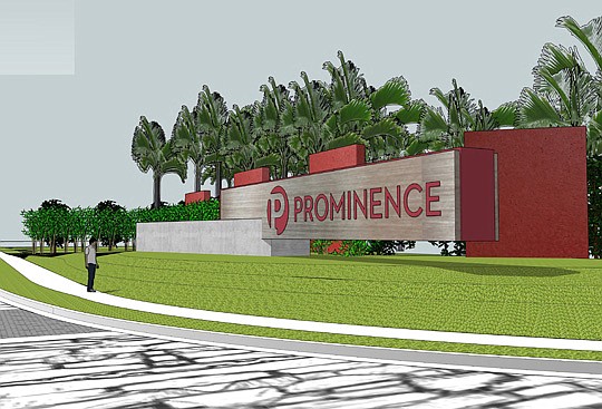 Rendering special to the Daily Record - Crocker Partners will replace the monument signage along Baymeadows Road for Freedom Commerce Centre with the "Prominence" sign.