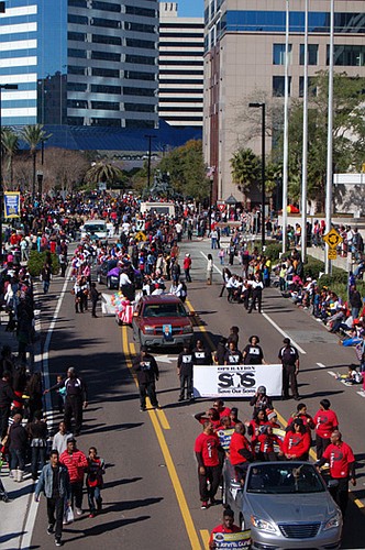 Photo by Max Marbut - Thousands of people were Downtown on Monday for the annual Martin Luther King Holiday Grand Parade. The event is produced each year by the Martin Luther King Memorial Foundation Inc.