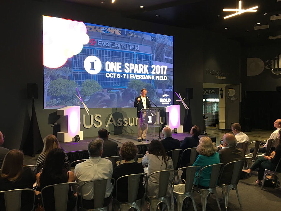 Chris Carter, president of One Spark Ventures Inc., announced Monday the innovation festival will return in October to a new location â€” EverBank Field.