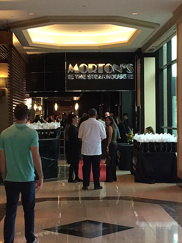 The entrance to Mortonâ€™s The Steakhouse inside the Hyatt Regency Jacksonville Riverfront hotel Downtown. The chain is in the space of the former Plaza III The Steakhouse, which closed in 2009.