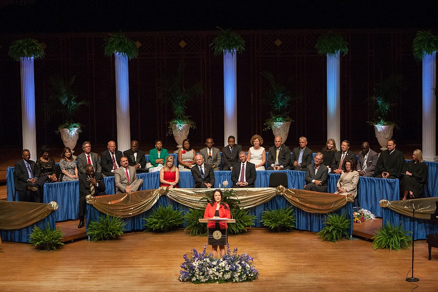 Anna Lopez Brosche speaks after being installed June 29 as 2017-18 City Council president in a ceremony at the Times-Union Center for the Performing Arts. Photo by Wes Lester, City of Jacksonville