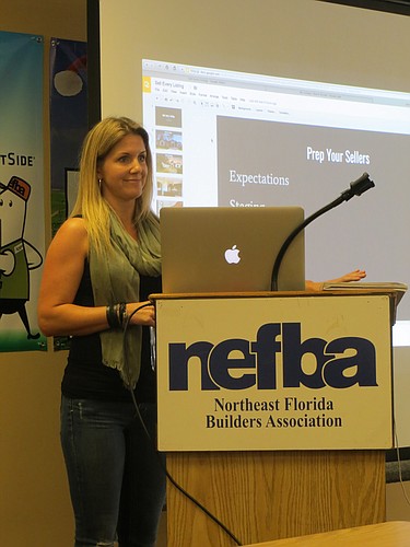 Keller Williams Realtor CC Underwood offers tips for real estate agents during the Northeast Florida Builders Association Lunch and Learn in May.