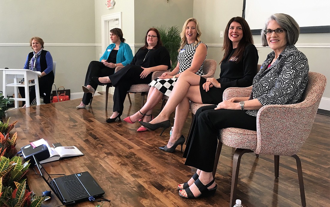 From left, moderator Audrey Moran with panelists Mary Tappouni, Brooke Robbins, Martha Moore, Becky Morgan and Joanna Cenci Rodriguez.