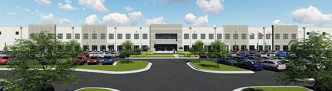 An artist&#39;s rendering of Amazon&#39;s West Jacksonville fulfillment center.