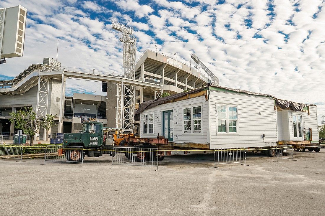 The Dream Finders Homes show house at EverBank Field was loaded up for the move to Springfield in July. Because of logistical issues, the move was delayed until mid-August.