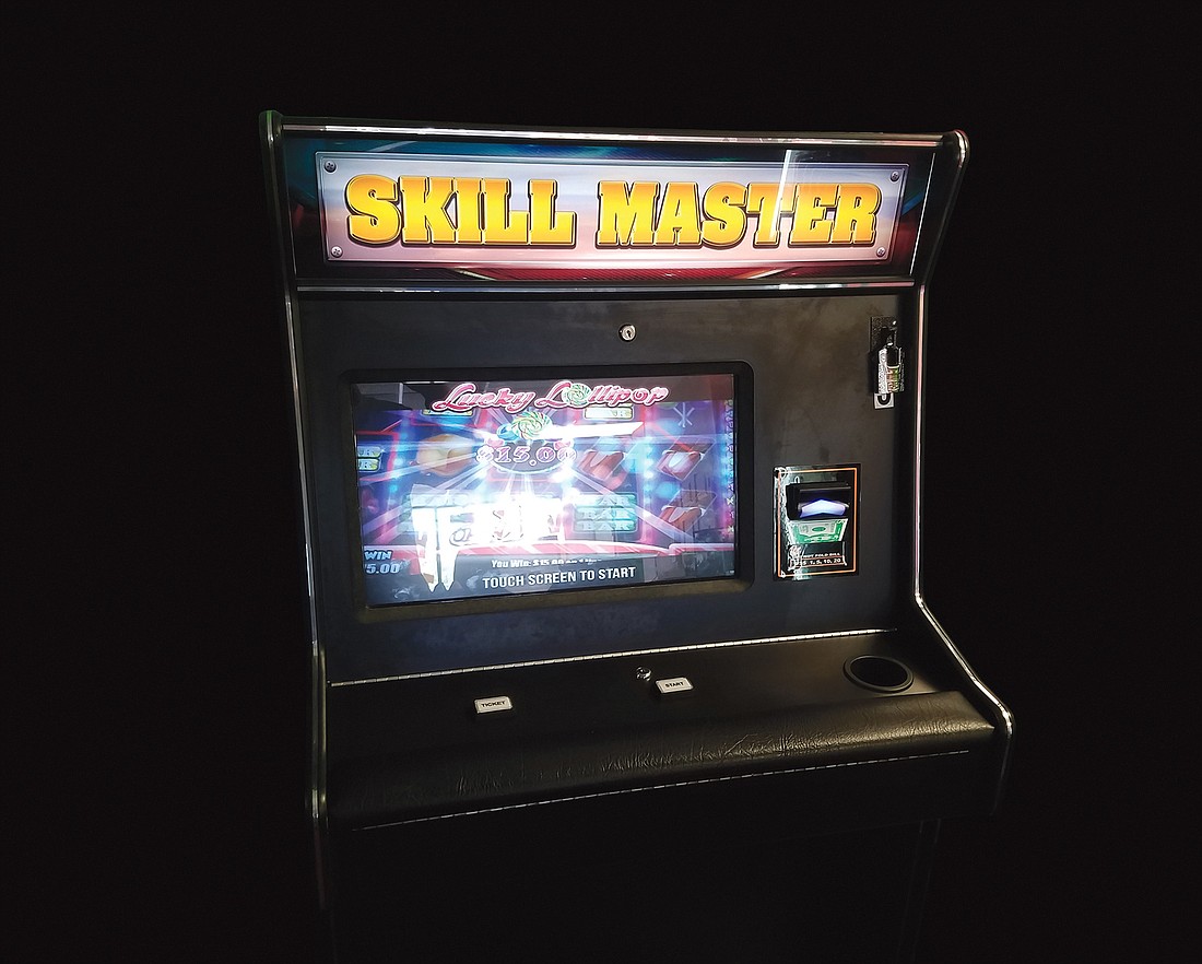 This Skill Master machine was found in a Jacksonville business commonly called  an Internet cafÃ©. While games of skill are legal in Florida, games of chance, like slot machines, are not.