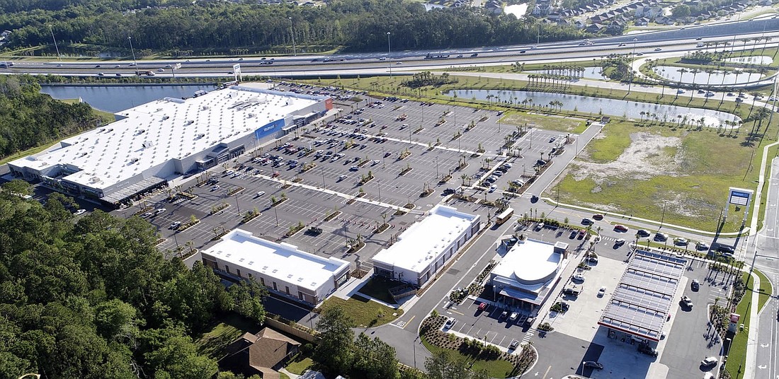 This is a March aerial photo of Collins Plaza in Southwest Jacksonville. A Gate Express Carwash and two more retail buildings are going up on the undeveloped sites.