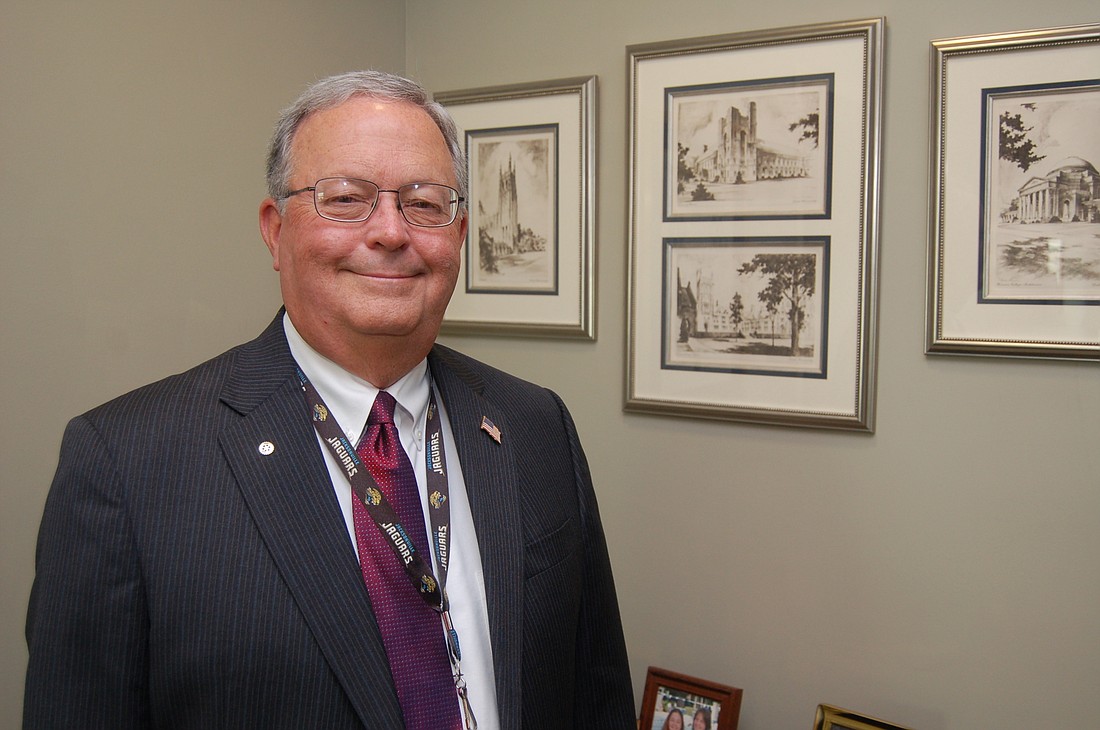 Charlie Cofer, public defender for the 4th Judicial Circuit, took office in January. Cofer, graduate of Duke University, has images of the school on the wall of his office.