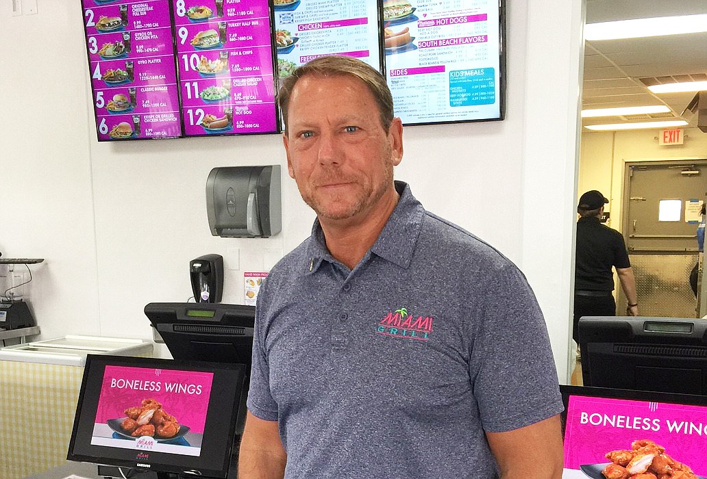 Robert Haar, vice president of franchise development for Miami Grill, stands in the chainâ€™s first Jacksonville restaurant at 9575 Regency Square Blvd. N.