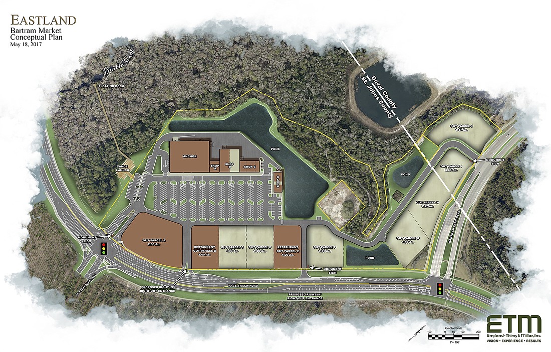 The site plan for the new shopping center.