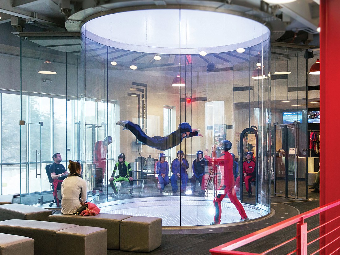 The city is reviewing a request to accommodate more building height and parking spaces for the proposed iFLY indoor skydiving center near St. Johns Town Center.